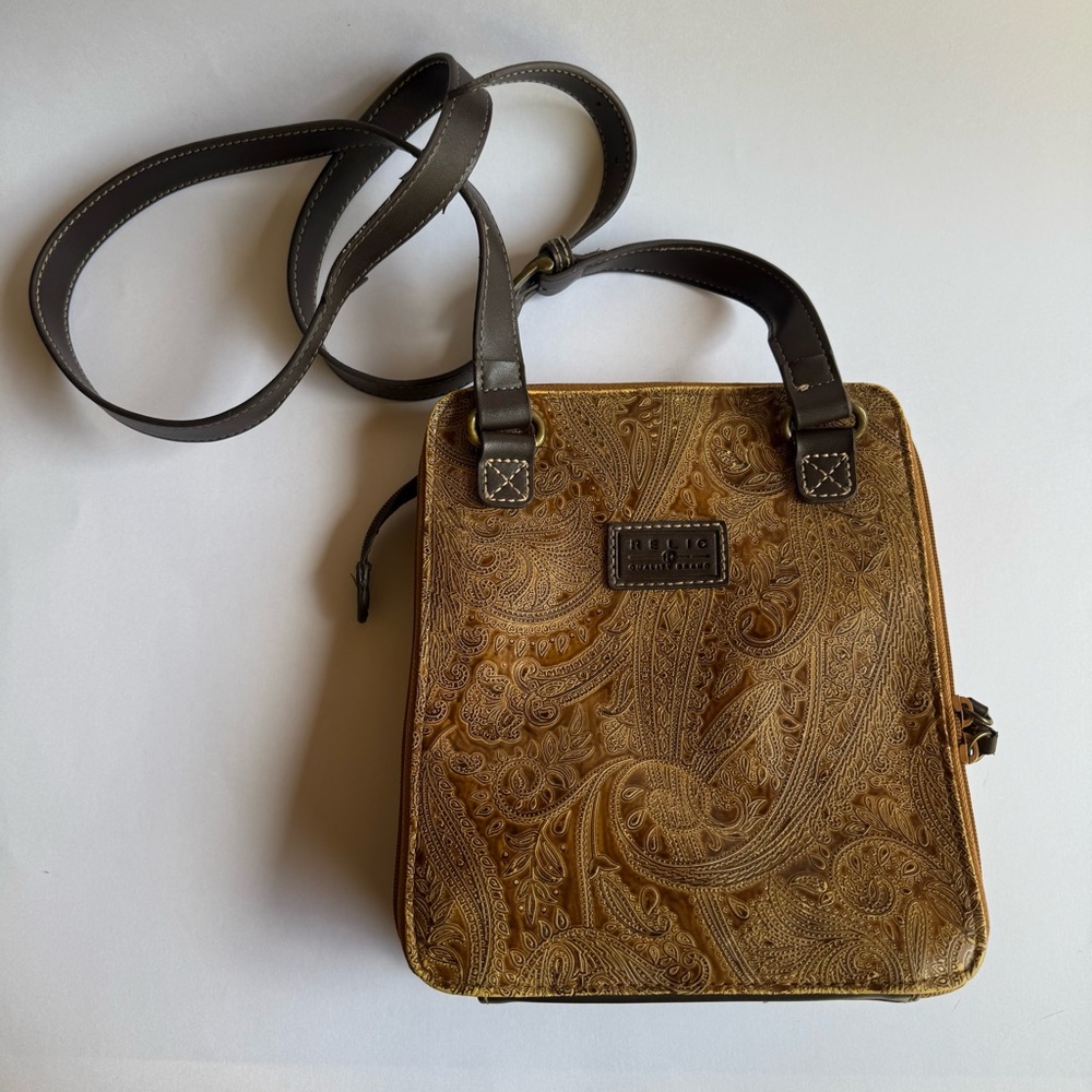Relic By Fossil Embossed Paisley-Vegan Leather Crossbody Shoulder Handbag Purse